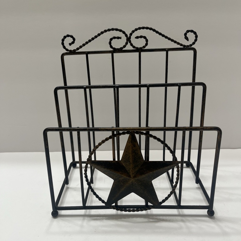 Rustic Western Style Napkin/Letter Holder Antiqued Metal Farmhouse Texas Star